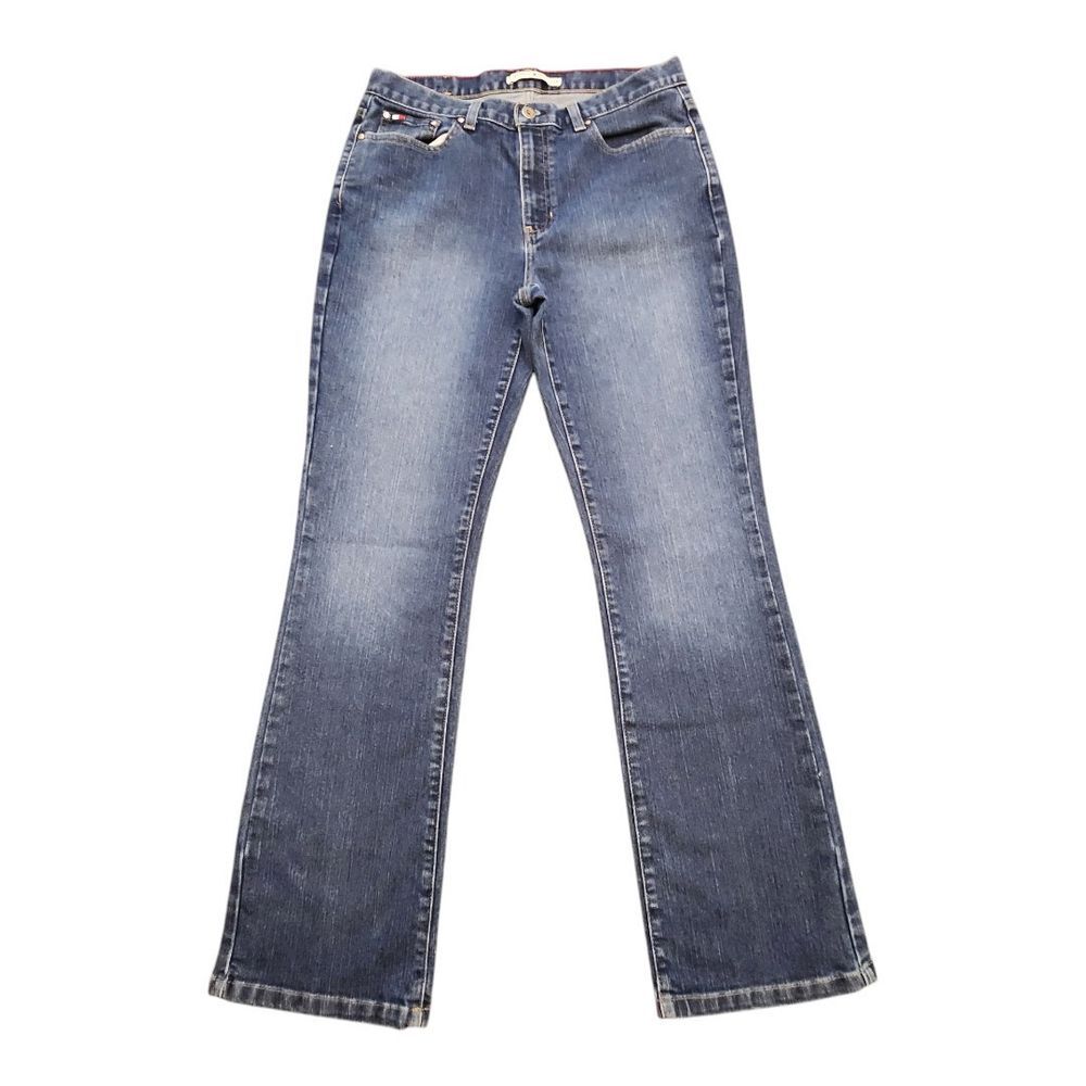 Tommy Hilfiger Womens Jeans Boot Cut‎ Denim Blue Y2K Vintage Mid Rise 8 Logo